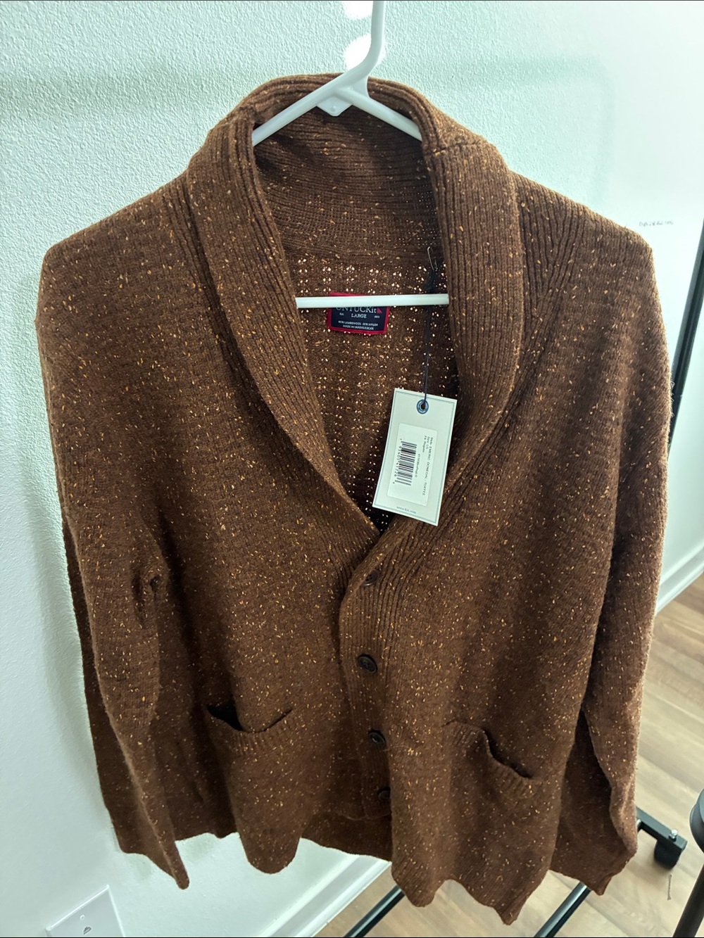 UNTUCKit Men's Brown Shawl Collar Cardigan Sweater